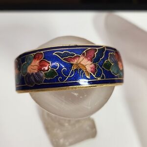 cloissonne cuff bracelet butterfly aria collection brass goldtone costume thick